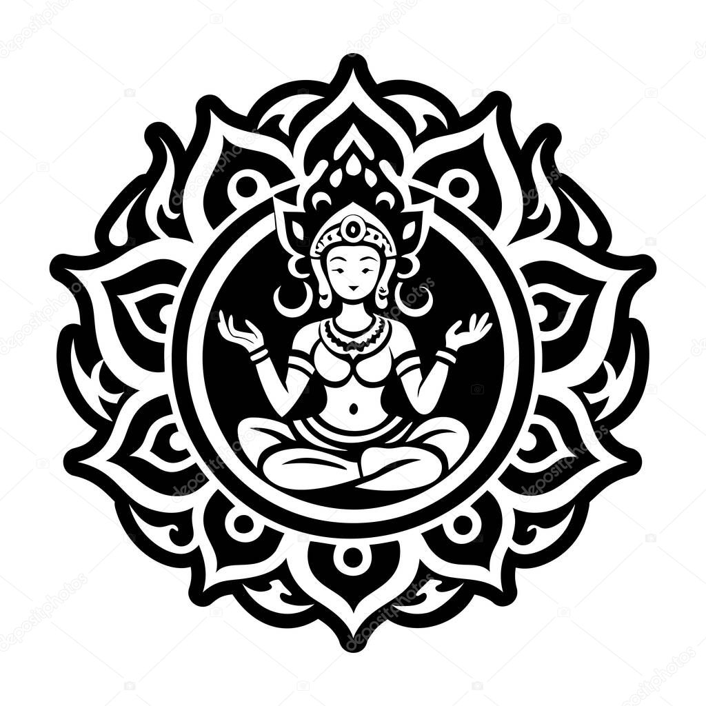 A solid style icon of tibetan goddess symbol