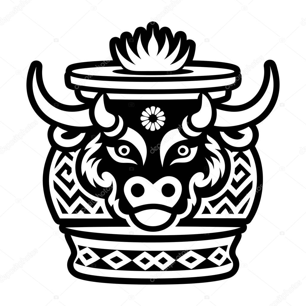 A filled style icon of yak head symbol