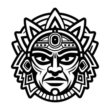 Afrikalı kadının siyah beyaz vektör simgesi.