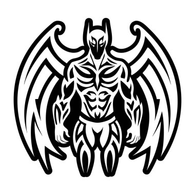 Kanatlı adam dövmesinin doldurulmuş bir simgesi