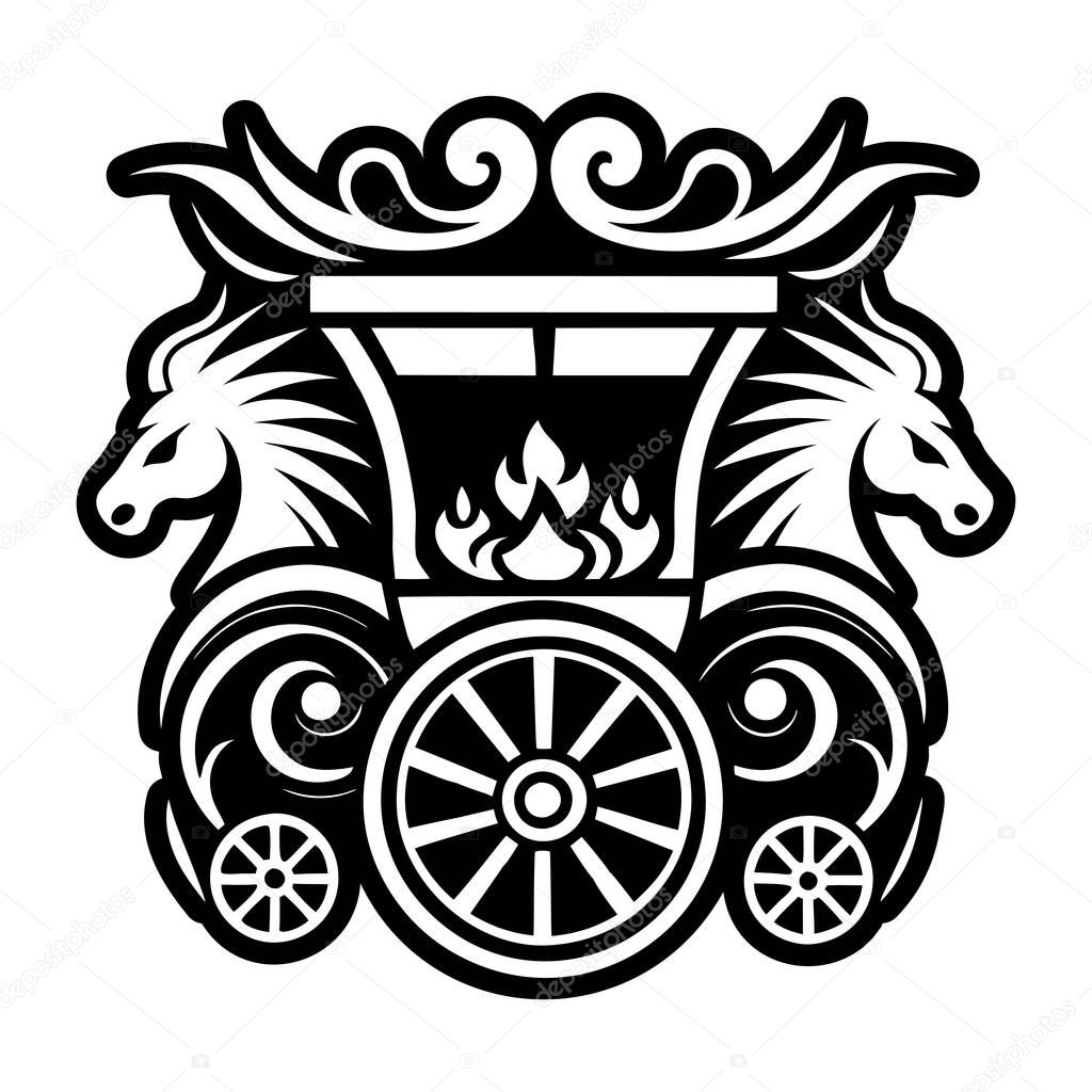A solid style icon of chariot tattoo