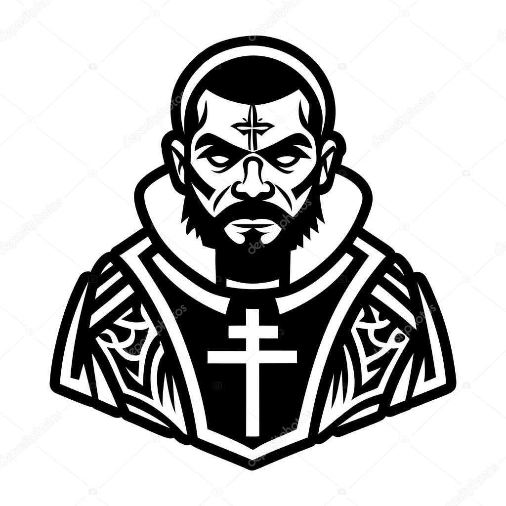A glyph style icon of priest symbol