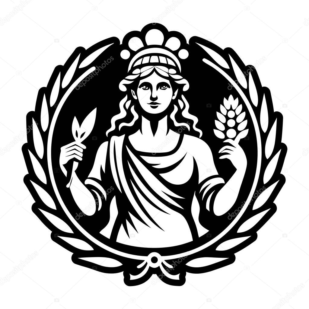 A solid style icon of ceres goddess tattoo