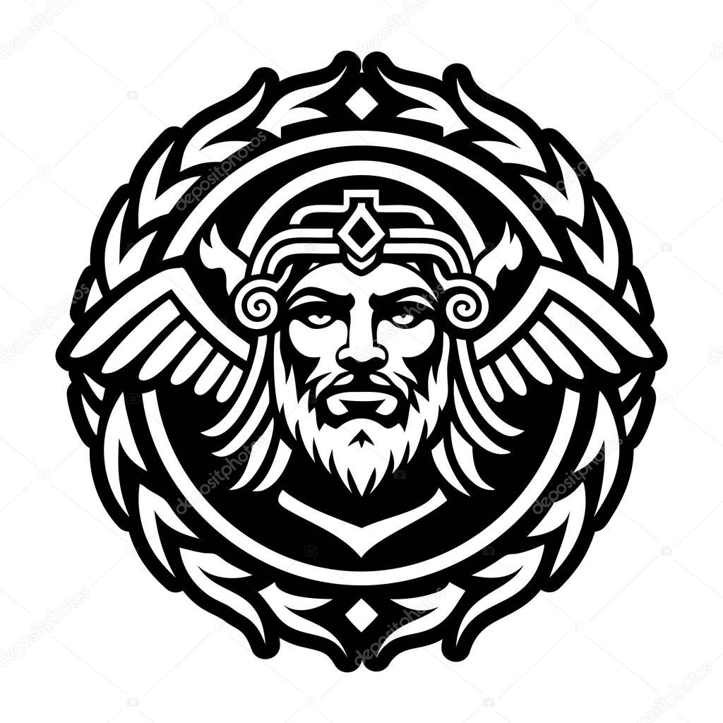 A filled style icon of fides deity tattoo