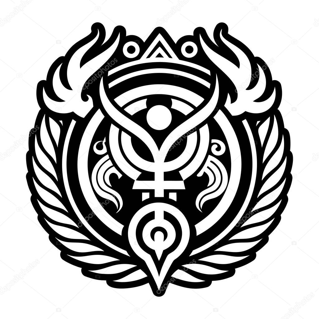 A solid style icon of mercury symbol tattoo