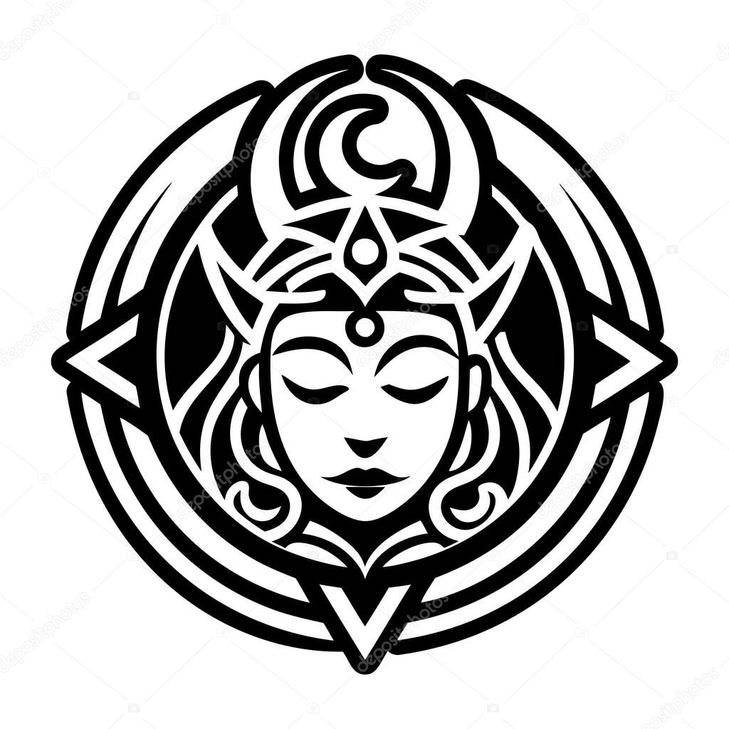 A glyph style icon of somnus deity tattoo