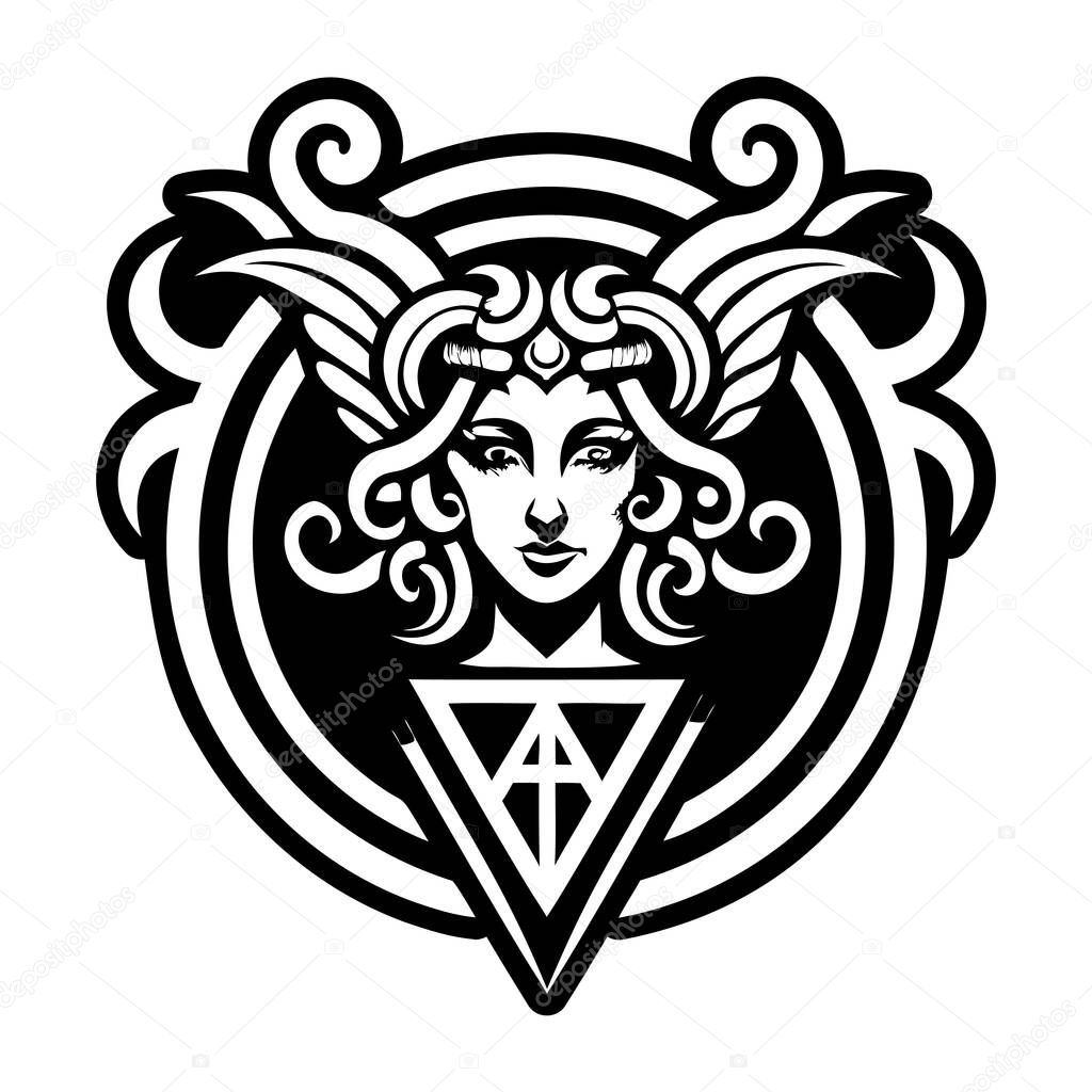 A solid style icon of vesta goddess symbol