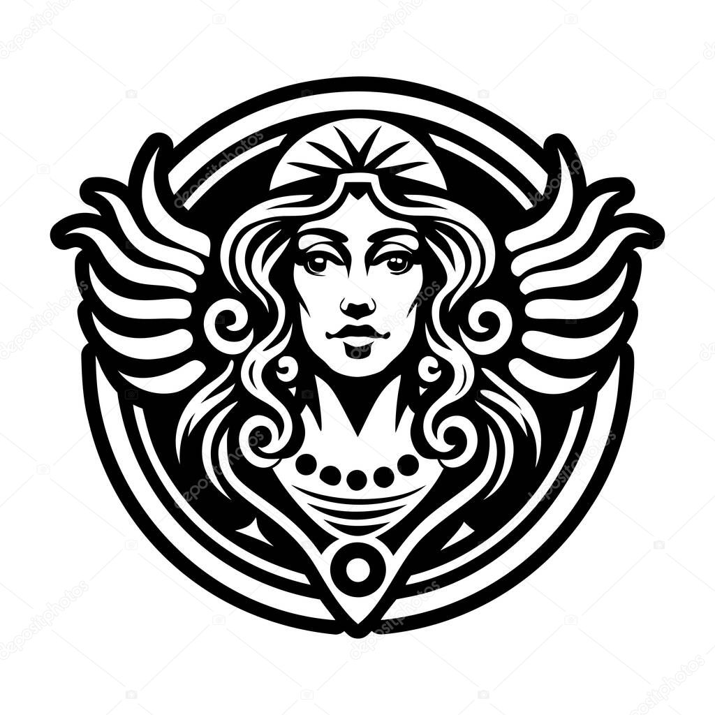 A solid style icon of venus goddess symbol