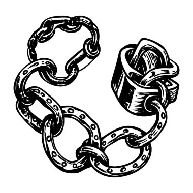 Paslı bir zincirin klasik stil çizimi