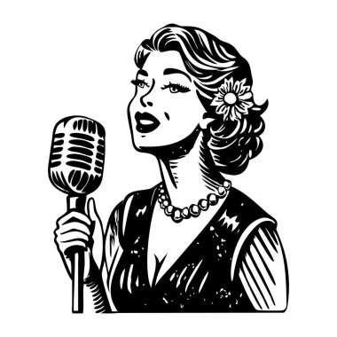 Klasik tarzında kadın şarkıcı illüstrasyonu