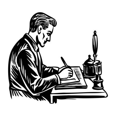 Yazarı gösteren yarım yamalak bir biçim çizimi