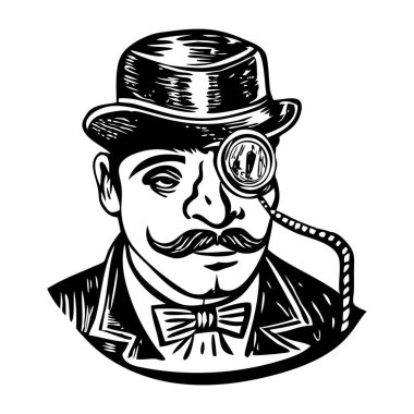 Tek gözlük gösteren yarım yamalak bir biçim çizimi