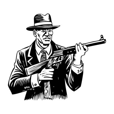 Gangster tabancası illüstrasyonu