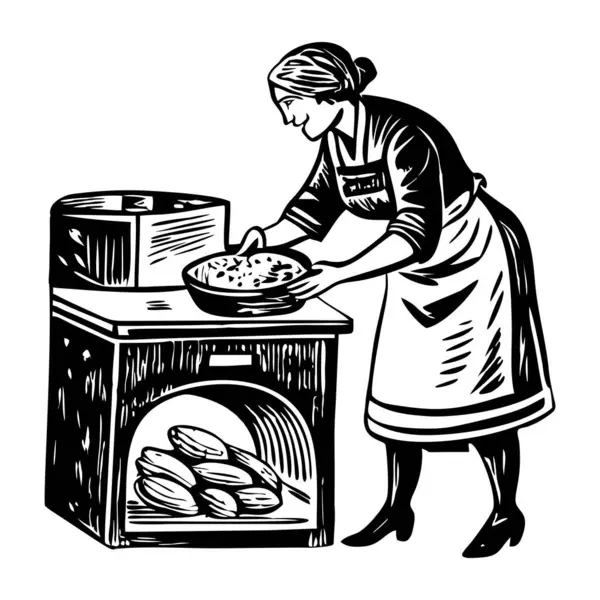 Eski tarzda fırın illüstrasyonu