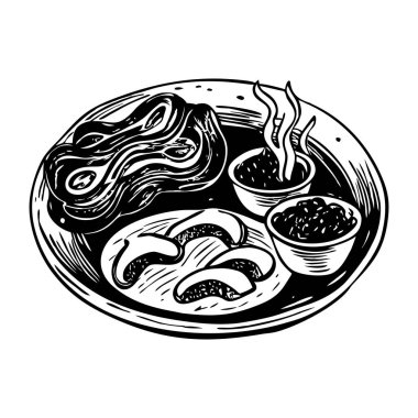 Kahvaltı için el çizimi bir resim.