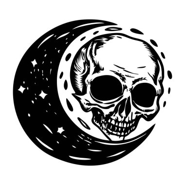 Eski tarz illüstrasyonla gotik ay