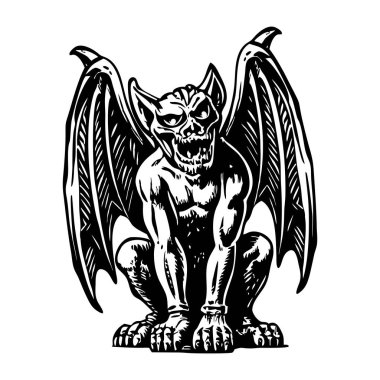 Gargoyle 'u gösteren yarım yamalak bir çizim