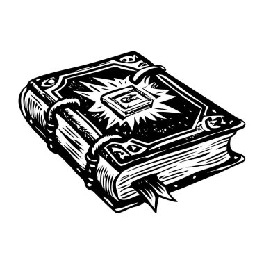 Klasik tarzda gösterilen sihirli kitap illüstrasyonu