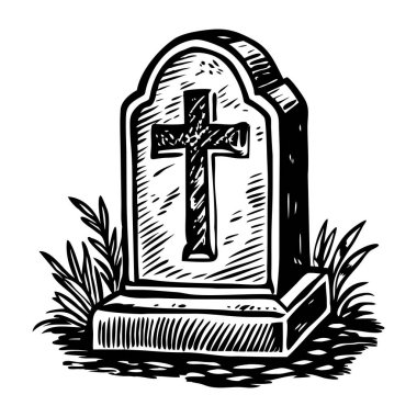 Mezar taşını gösteren klasik bir illüstrasyon