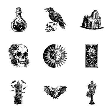 Cadılar Bayramı öğeleri kümesi