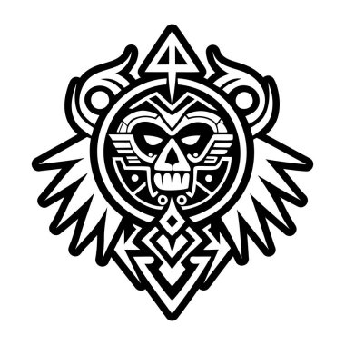 Kafatasının siyah ve beyaz vektör çizimi