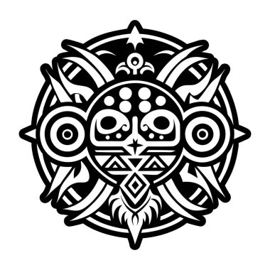 siyah ve beyaz kabile sanatı çizimi.