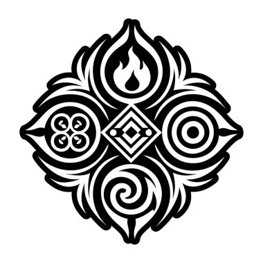 Dört element dövmesinden oluşan bir sembol.