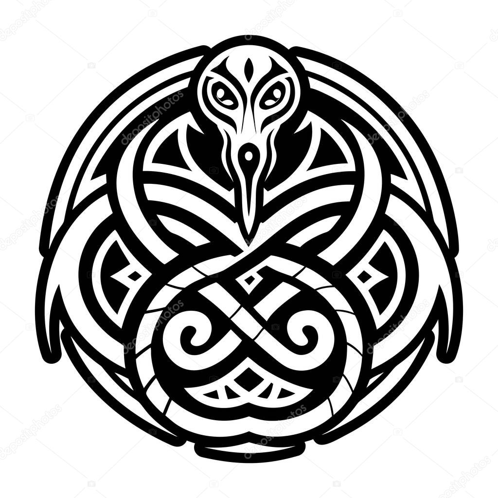 A solid style icon of serpent symbol