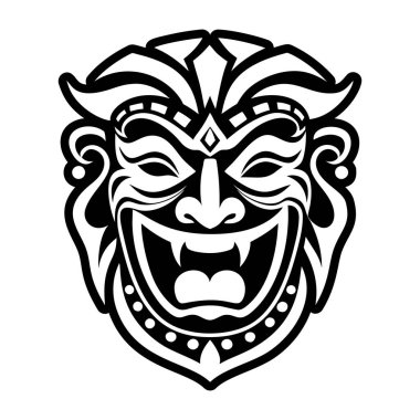 Gülen ifadeli komedi maskesi gösteren somut simge