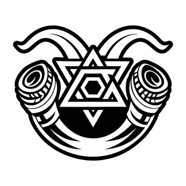 Shofar boynuzunu tasvir eden kabartma biçimi simgesi