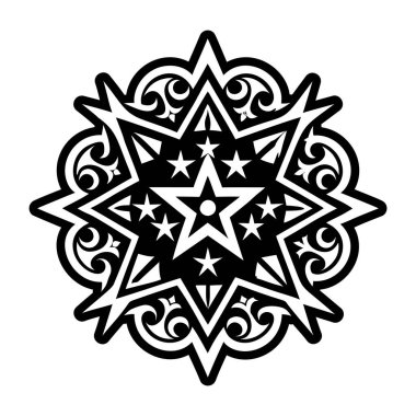 Mandala desen siyah ve beyaz