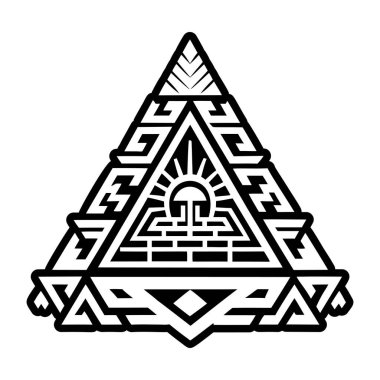 siyah çizgi sanat deco geometrik süslemesi ile üçgen tasarım.