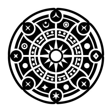 siyah-beyaz yuvarlak süsleme