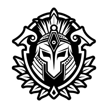 Kalkanlı savaşçı başı. vektör illüstrasyonu.