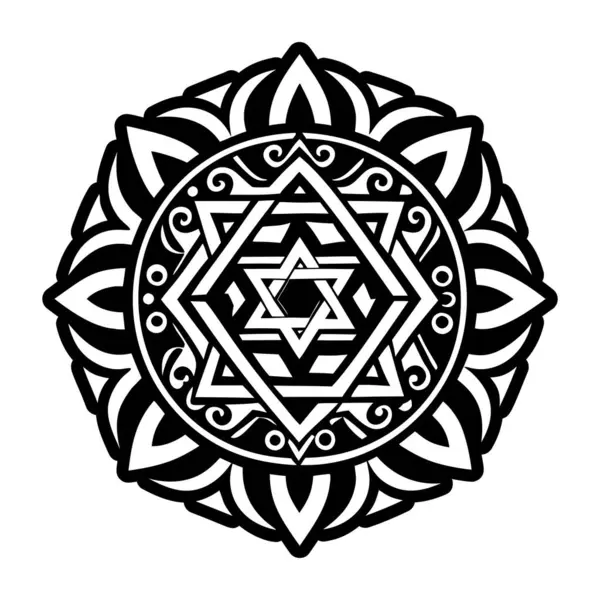 Geometrik şekilli mandala sanatını tasvir eden katı simge