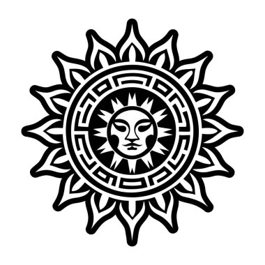 Güneş amblemi dövmesinin katı bir simgesi