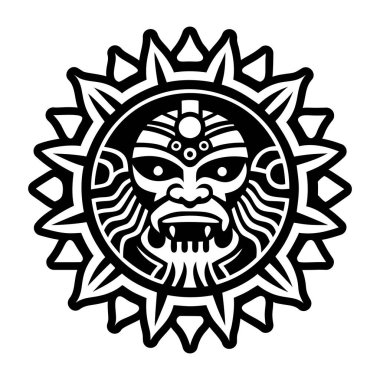 Güneş tanrısı dövmesinin doldurulmuş bir simgesi.