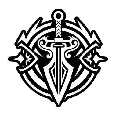 Katı stil bir hançer dövmesi.