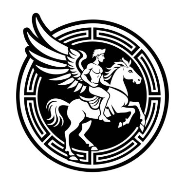 Bellerophon Yunan dövmesi içeren sağlam bir stil simgesi