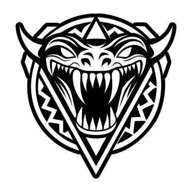 Bir ejderha efsanevi dövmesini gösteren doldurulmuş bir simge