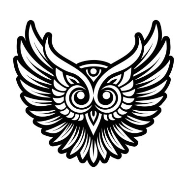 Kuş kanadı dövmesi gösteren doldurulmuş bir simge