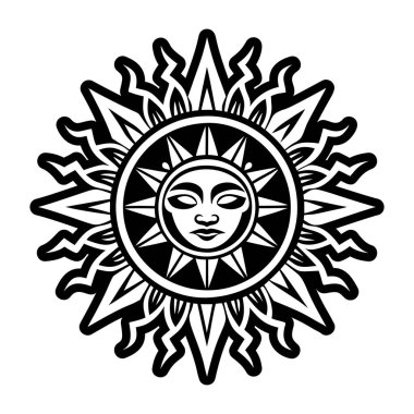 Güneş tanrısı dövmesini gösteren doldurulmuş bir simge