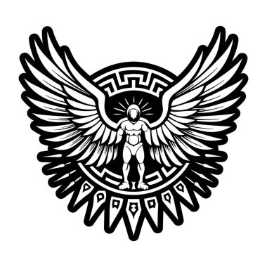 İkarus kanatlı dövme gösteren doldurulmuş bir simge