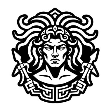 Eski tanrı dövmesi gösteren doldurulmuş bir simge