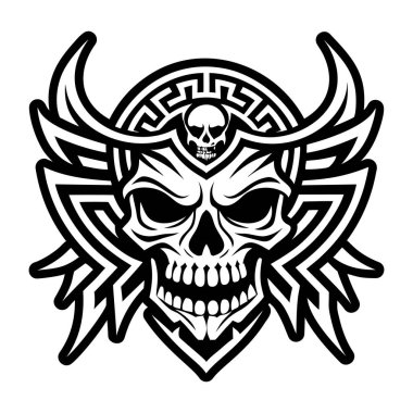 Kafatası ölüm dövmesi gösteren sert bir simge