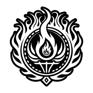 Alev dövmesi tasvir eden katı bir biçim simgesi