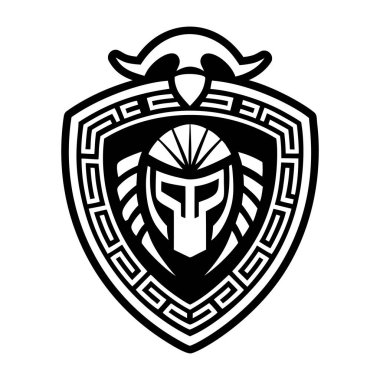 Savaşçı kalkanını tasvir eden katı bir stil simgesi