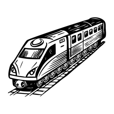 Hızlı treni resmeden klasik bir illüstrasyon.