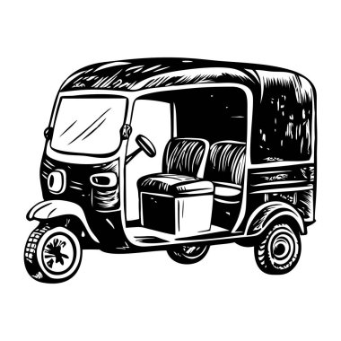 Tuk tuk 'un klasik tarzda tasarlanmış bir çizimi