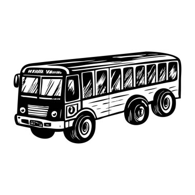 Klasik bir şehir otobüsünü tasvir eden klasik tasvirler